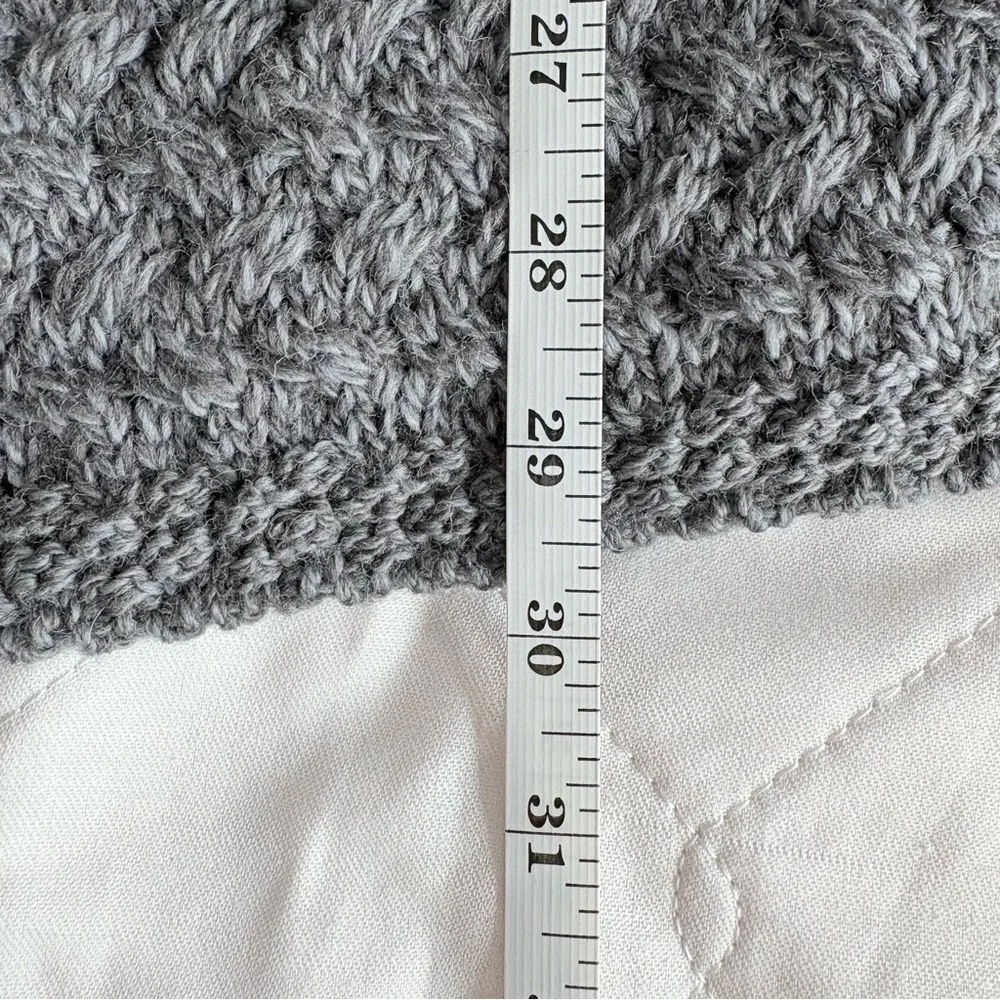 Irelands Eye Gray Cable Knit Virgin Wool Open Front Cardigan